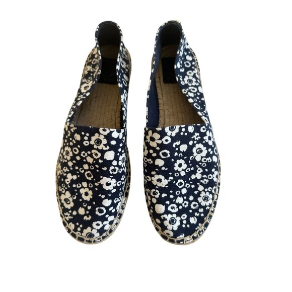 TORY BURCH Navy White Floral Espadrille Flats Size 8.5 - Picture 2 of 11